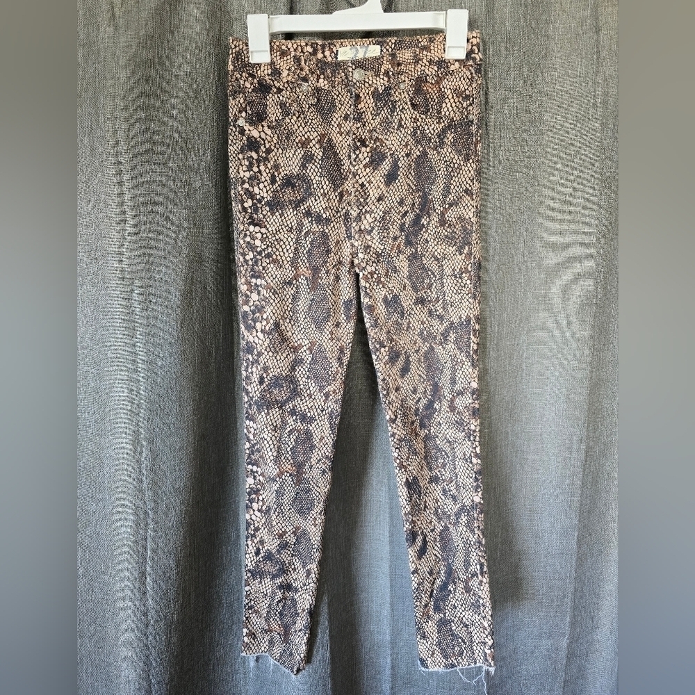 We The Free Jeans Women's 27 Two Faced Snakeskin Print Skinny Jeans Stretch